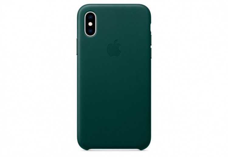 Чехол Apple Leather Case для iPhone XS, «зелёный лес»