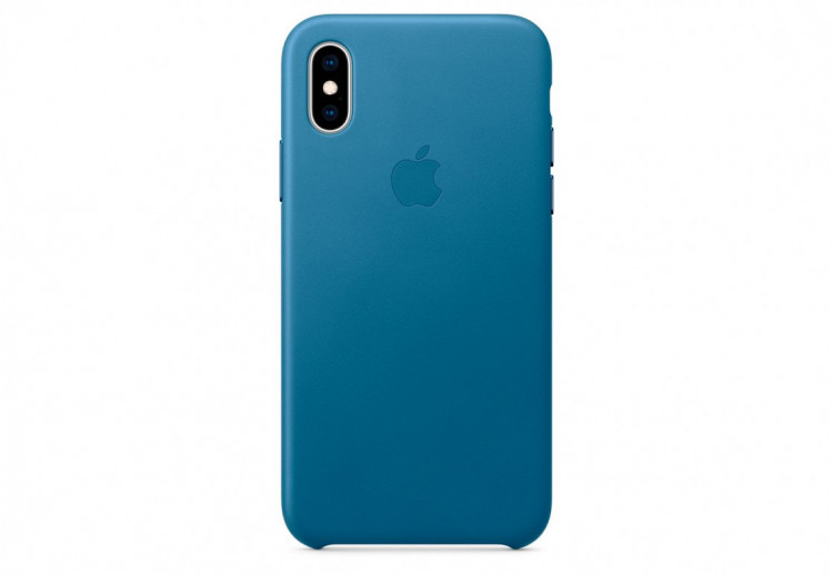 Чехол Apple Leather Case для iPhone XS, «лазурная волна»