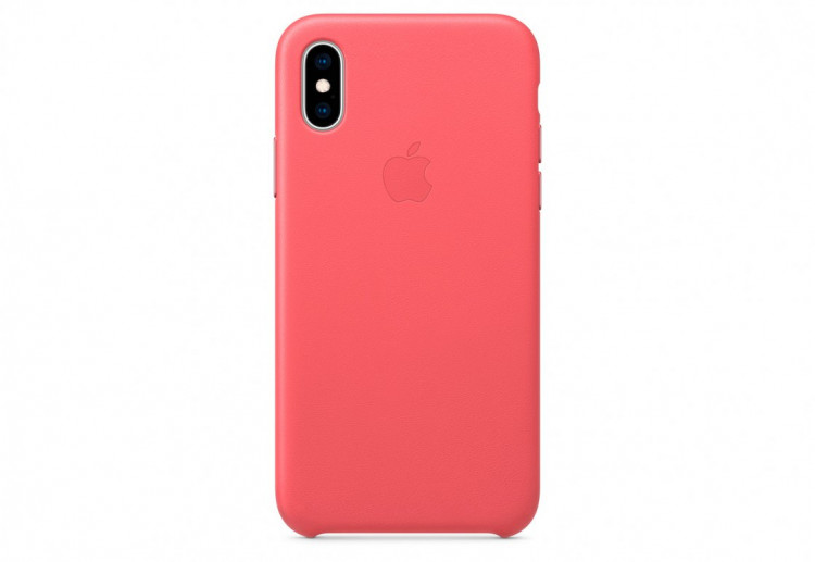 Чехол Apple Leather Case для iPhone XS, «розовый пион»