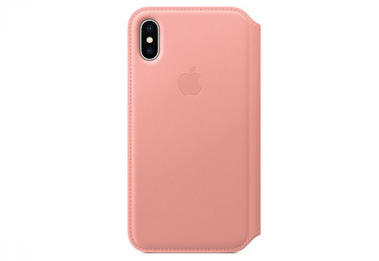 Чехол Apple Leather Folio для iPhone X бледно‑розовый