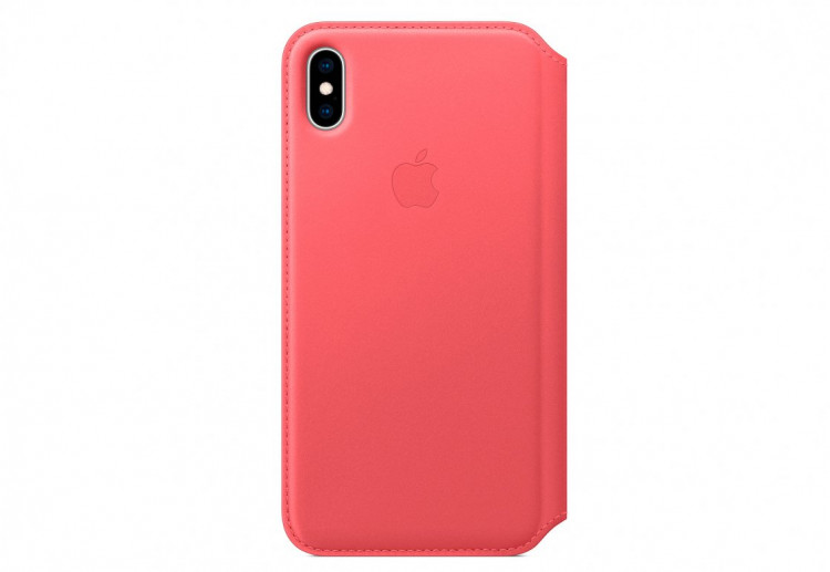 Чехол Apple Leather Folio для iPhone XS Max, «розовый пион»