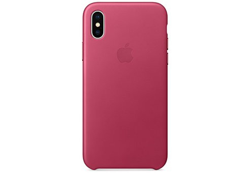 Чехол Apple Leather Case для iPhone X «розовая фуксия»