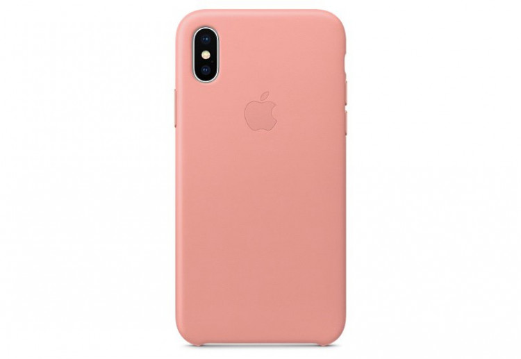 Чехол Apple Leather Case для iPhone X бледно‑розовый