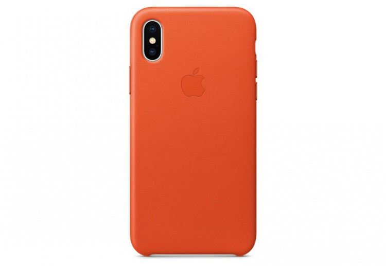 Чехол Apple Leather Case для iPhone X ярко-оранжевый