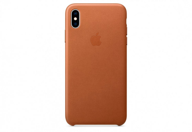 Чехол Apple Leather Case для iPhone XS Max, золотисто-коричневый