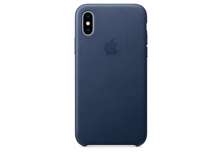 Чехол Apple Leather Case для iPhone XS, тёмно-синий