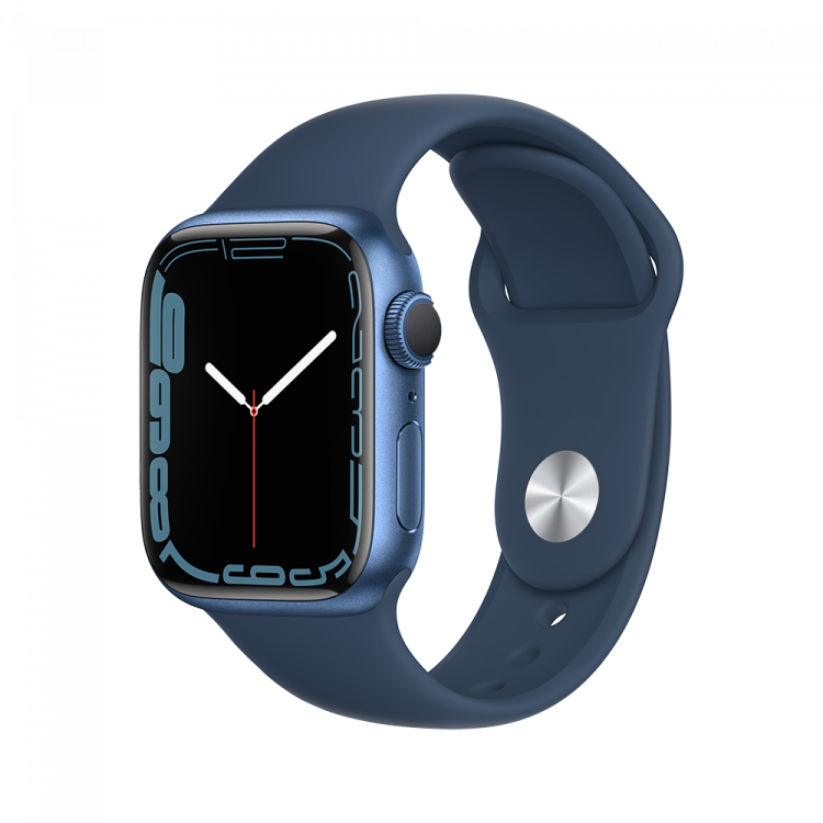 Apple Watch Series 7 41 мм Синий, спортивный ремешок цвета синий омут