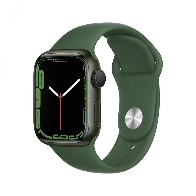 Apple Watch Series 7 41 мм Зеленый, спортивный ремешок цвета зелёный клевер